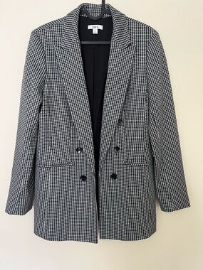 Bar III Women's Houndstooth Faux Double-Breasted Blazer Size M